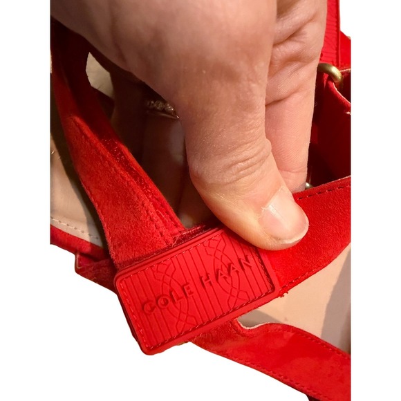 Cole Haan Grand Ambition Red Suede Wedge Sandals W22374 Size 7 - Picture 6 of 16